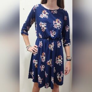 FRENCH GREY NAVY BLUE SKATER DRESS